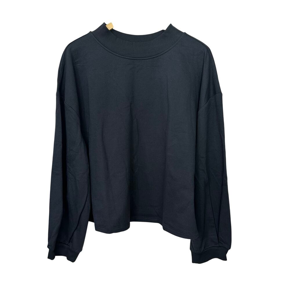 Ava & Viv Sweatshirt Crew Pullover Womens 1X Comfort Cotton Dark Navy Blue